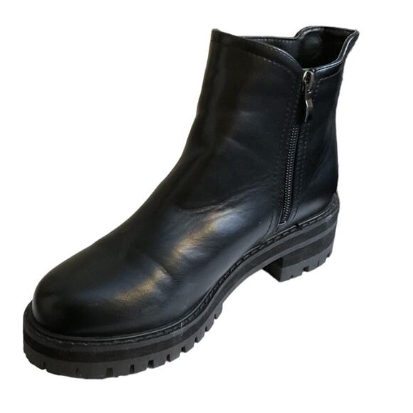 Shein Boots Women's Platform Sz 6.5M Black Ankle Side Zip Chunkly Rubber Sole - Picture 7 of 16